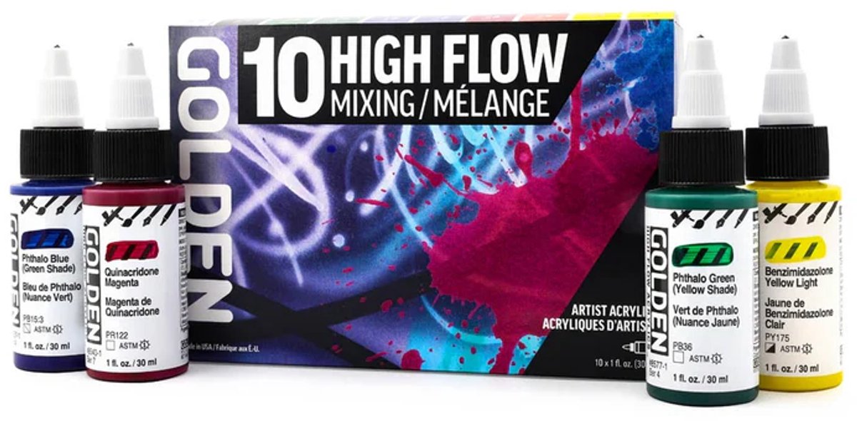 Golden High Flow - Artist Acrylics - 10 flacons 30ml