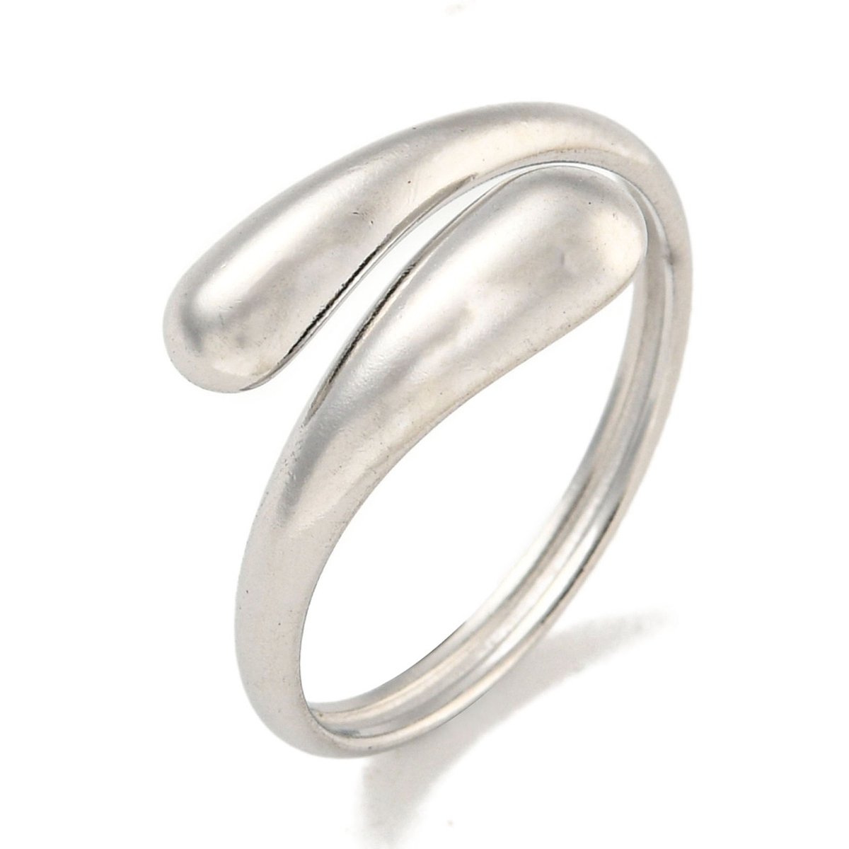 Ring stainless steel druppel bohemian, one size ring, zilverkleurig, 100% waterproof, verstelbare ring, cadeau