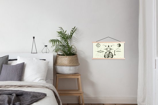 Affiche scolaire - Illustration Vintage du système solaire - 60x30 cm - Lattes vierges