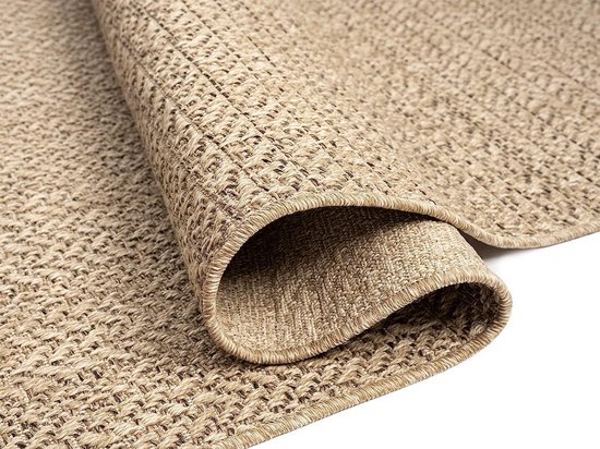 Robuust binnen- en buitentapijt in jute-look, weerbestendig en geschikt voor terras en tuin — afbeelding 3
