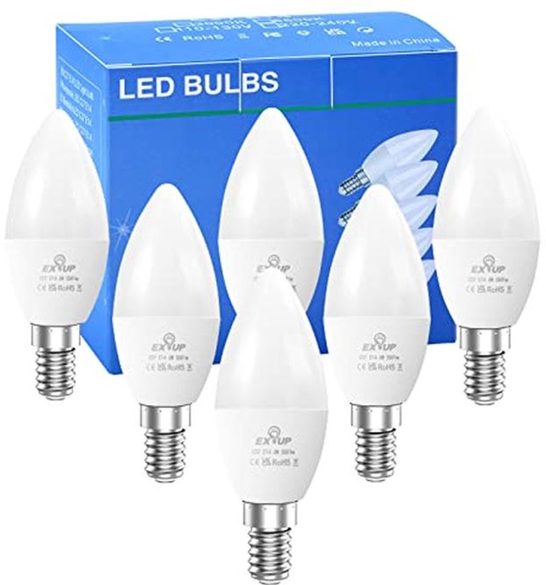 LED-lamp E14 kaars C37 6W koud wit licht 6500K 550lm energiebesparend 6 stuks