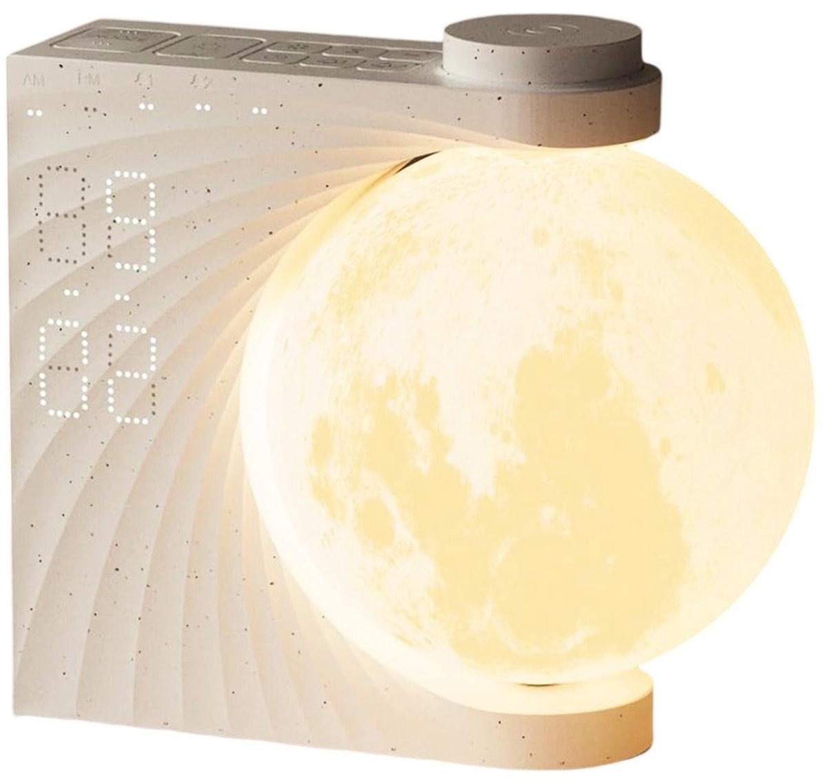 GELLDG Maanlichtlamp - met daglichtwekker - 2 alarmen - 7 RGB-maanlichtkleuren - 10 natuurlijke geluidseffecten - 3 standen nachtlampje en weklicht - Geschikt voor slaapkamers en woonkamers - wit
