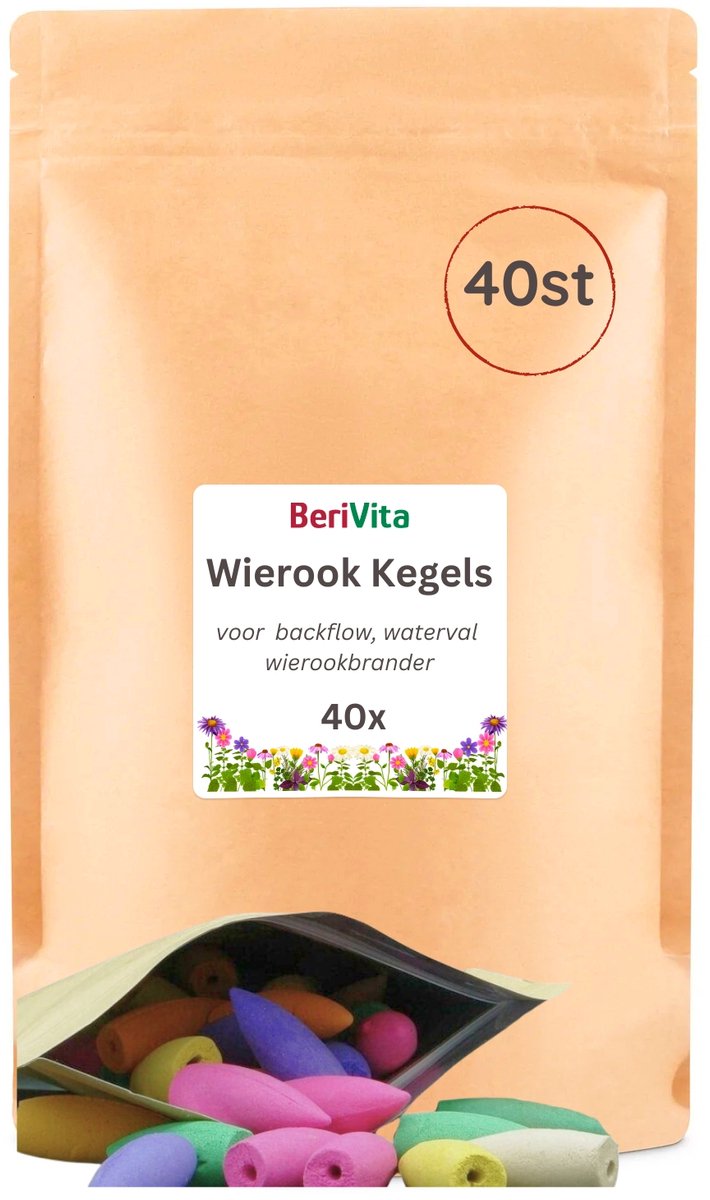 Wierook Kegels 40 stuks - Geur Kegels voor Wierook Waterval, Wierook Brander - Backflow Cones - Mix - Hersluitbare Stazak