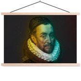 Posterhanger incl. Poster 60x40 cm - Schoolplaat - Willem van Oranje - Adriaen Thomasz - Kleuren - Textielposter - Blanke latten