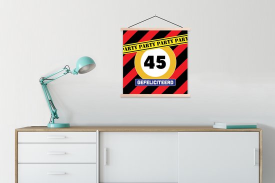 Porte-affiche avec affiche - Affiche scolaire - Anniversaire - 45 ans - Fête - 60x60 cm - Lattes vierges