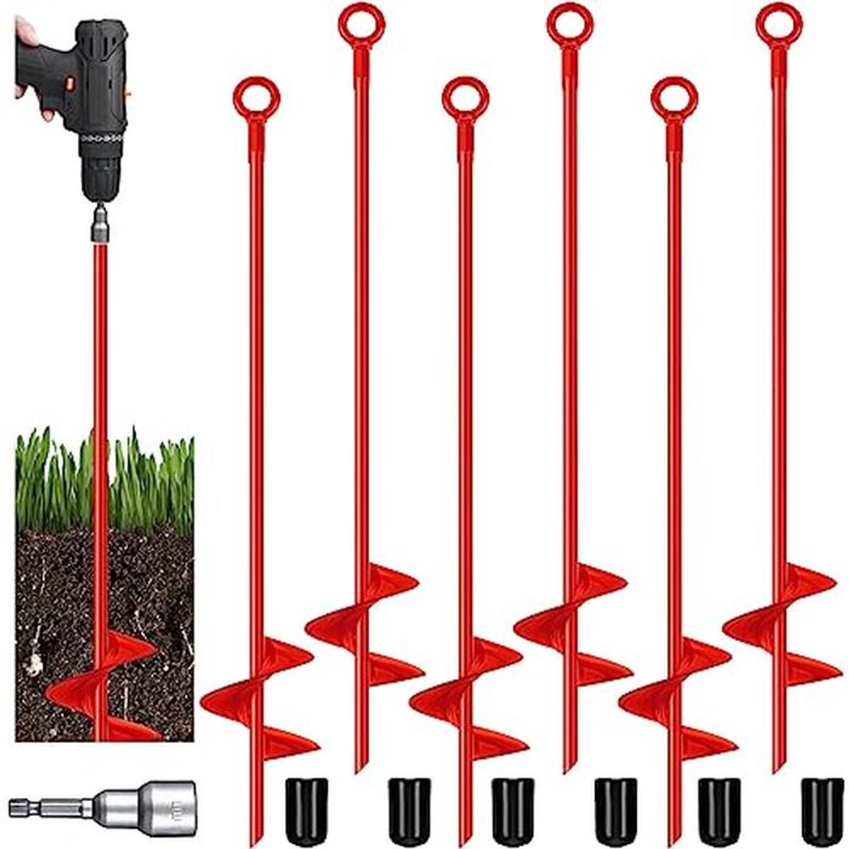 6 Stuks 45 cm Grondankers voor Tuin en Buiten Gebruik - Zware Belastbare Aardankers voor Schommelsets en Tenten