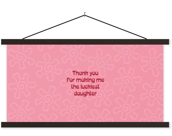 Porte-affiche avec affiche 120 x 60 cm - Affiche scolaire - Texte - Rouge - Fête des Mères - Affiche textile - Lattes noires