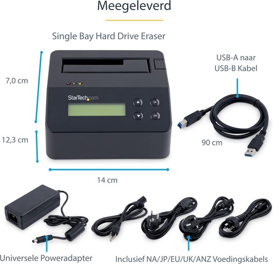 Standalone HDD/SSD Eraser met USB 3.0 - 9 Veiliginspanningsmodi en LCD-display — afbeelding 3