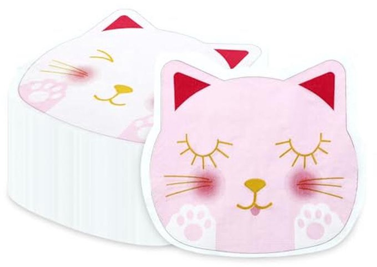Kattenfeest servetten - 100 stuks schattige poesjes met pootprint - 25 x 28 cm