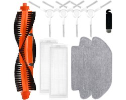 10-delige set-Voor Xiaomi Mijia 2S / Mop Pro / STYJ02YM robotstofzuiger- voor Xiaomi S12 / T12 B106GL robotstofzuiger- 1 hoofdborstel- 4 zijborstels- 2 HEPA-filters- 2 dweildoeken