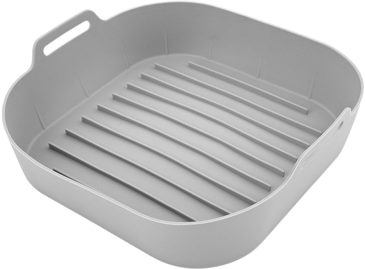 longziming -Siliconen heteluchtfriteuse Inleg Vierkant – Herbruikbare Antiaanbak heteluchtfriteuse Mand met Handgrepen – 3D Vetafvoer – Gezond en Eenvoudig Schoonmaken – heteluchtfriteuse Bakje heteluchtfriteuse Bakvorm