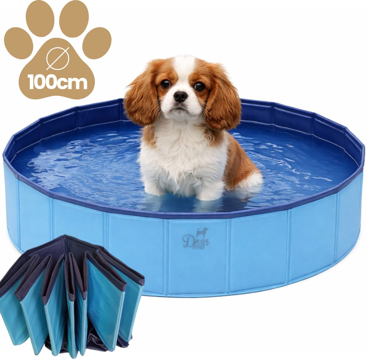 Dogs&Co® Hondenzwembad 100x30 cm Blauw - Zwembadje voor huisdieren - Honden zwembad - Hondenbad - Bad voor Honden en kinderen - Opzet zwembad - 100x30cm - Blauw