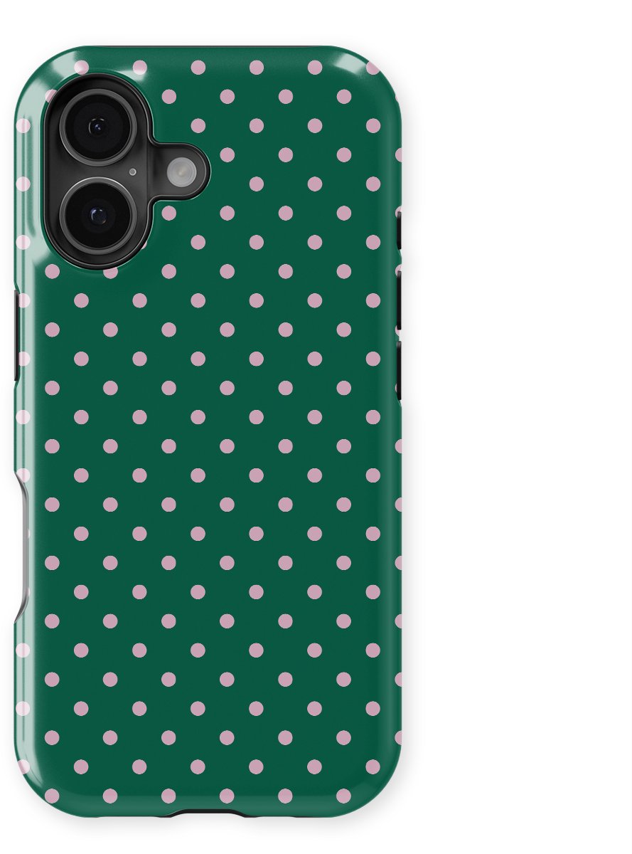 Polka Dots Hoesje geschikt voor iPhone 17 | Geschikt Voor Mag | Stippen Design Backcover geschikt voor iPhone 17 Forest Blush