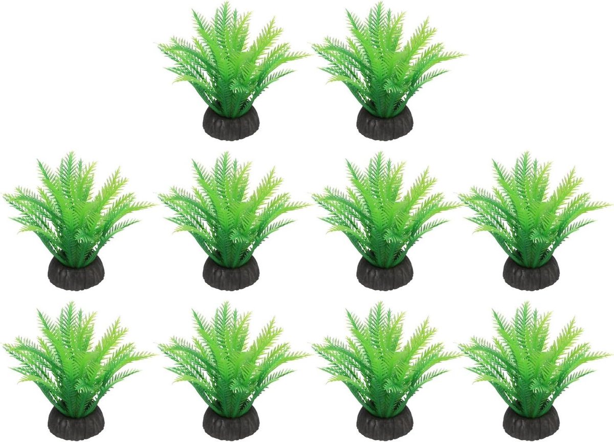 VVGoods - Set van 10 aquarium decoratie items voor aquarium - watergras thema - groene kokosbladeren