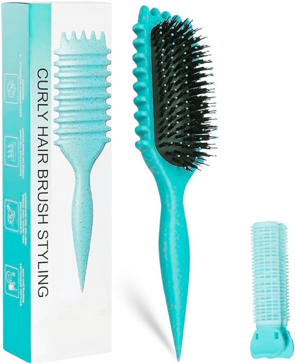 Krulborstel voor Alle Haartypes met Ontklitter en Haarclip