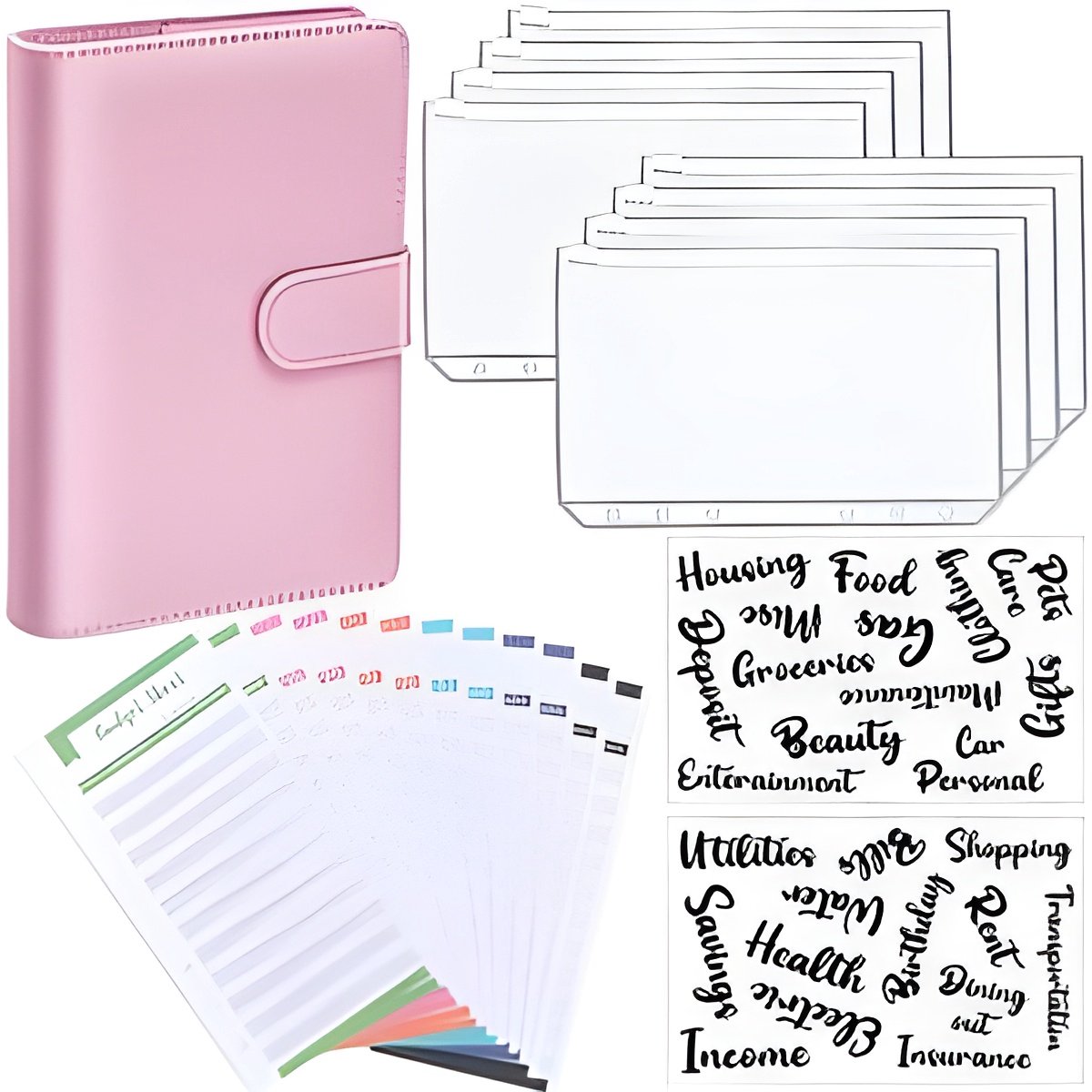 SUNJULY Budget Planner Deutsch, Sparbuch für Geld Challenge, A6 PU