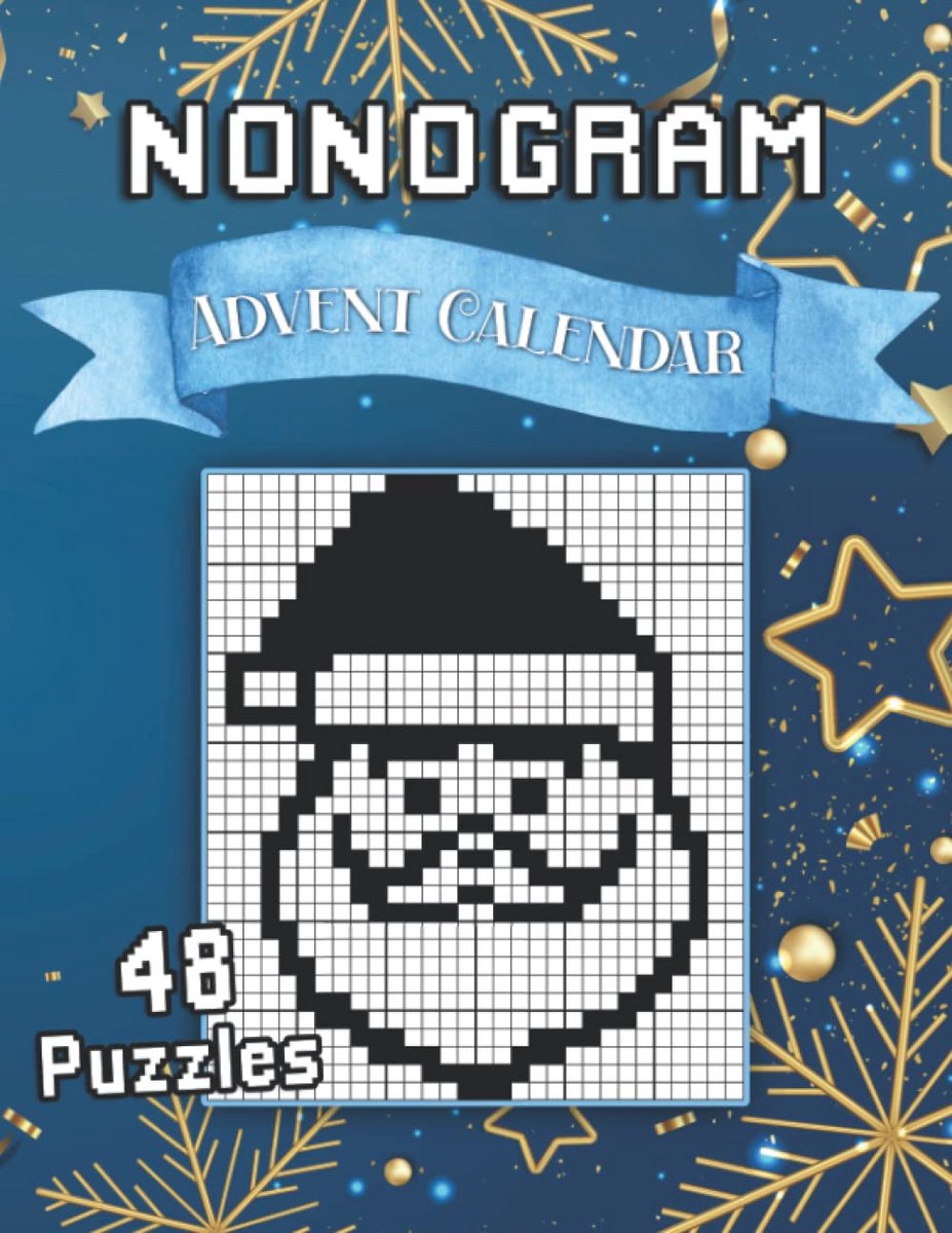 Adventskalender Nonogram Puzzels: 48 Hanjie Logic Puzzels met Kerstthema voor Volwassenen en Kinderen