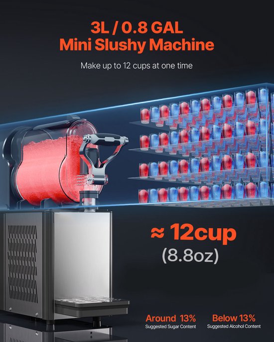 3l Slushmachine, enkele Tank Bevroren Drankmachine, 12-Kops Roestvrijstalen Margarita Smoothie Machine voor Thuis, Feesten, Restaurants, Cafés en Bars van Merkloos — afbeelding 3