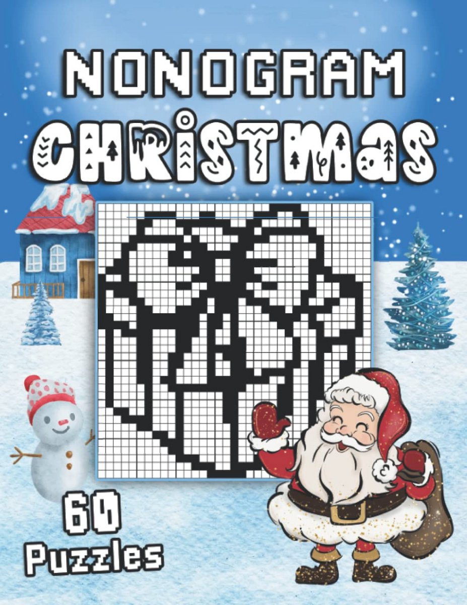 Kerst Nonogram Puzzelboek met Hanjie en Picross Spelletjes