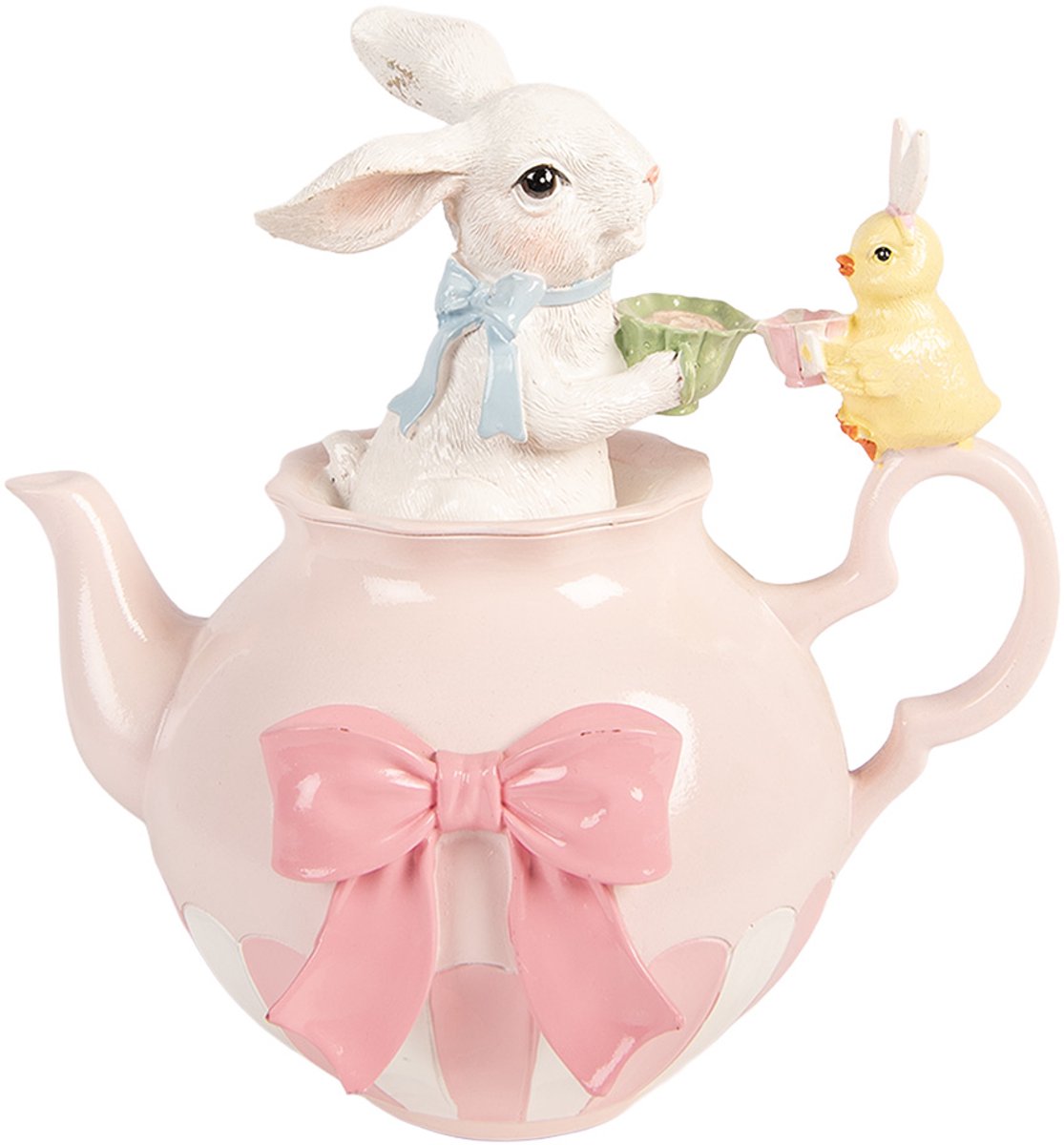 Clayre & Eef Decoratie Beeld Konijn 20x14x20 cm Wit Kunststof