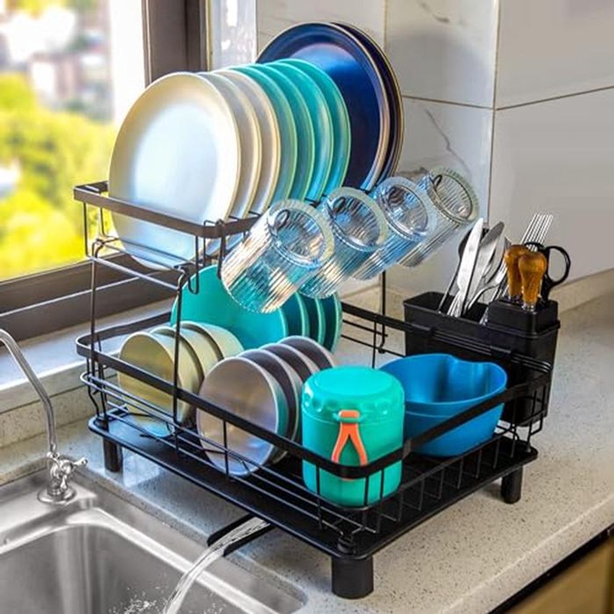 Afdruiprek met Grote Capaciteit en Draaibare Uitloop - Compact Keukenaccessoire