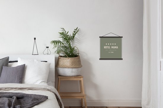 Affiche scolaire - Cadeau fête des mères - Hotel mama - Always ouvert - Etoiles - 40x40 cm - Lattes noires