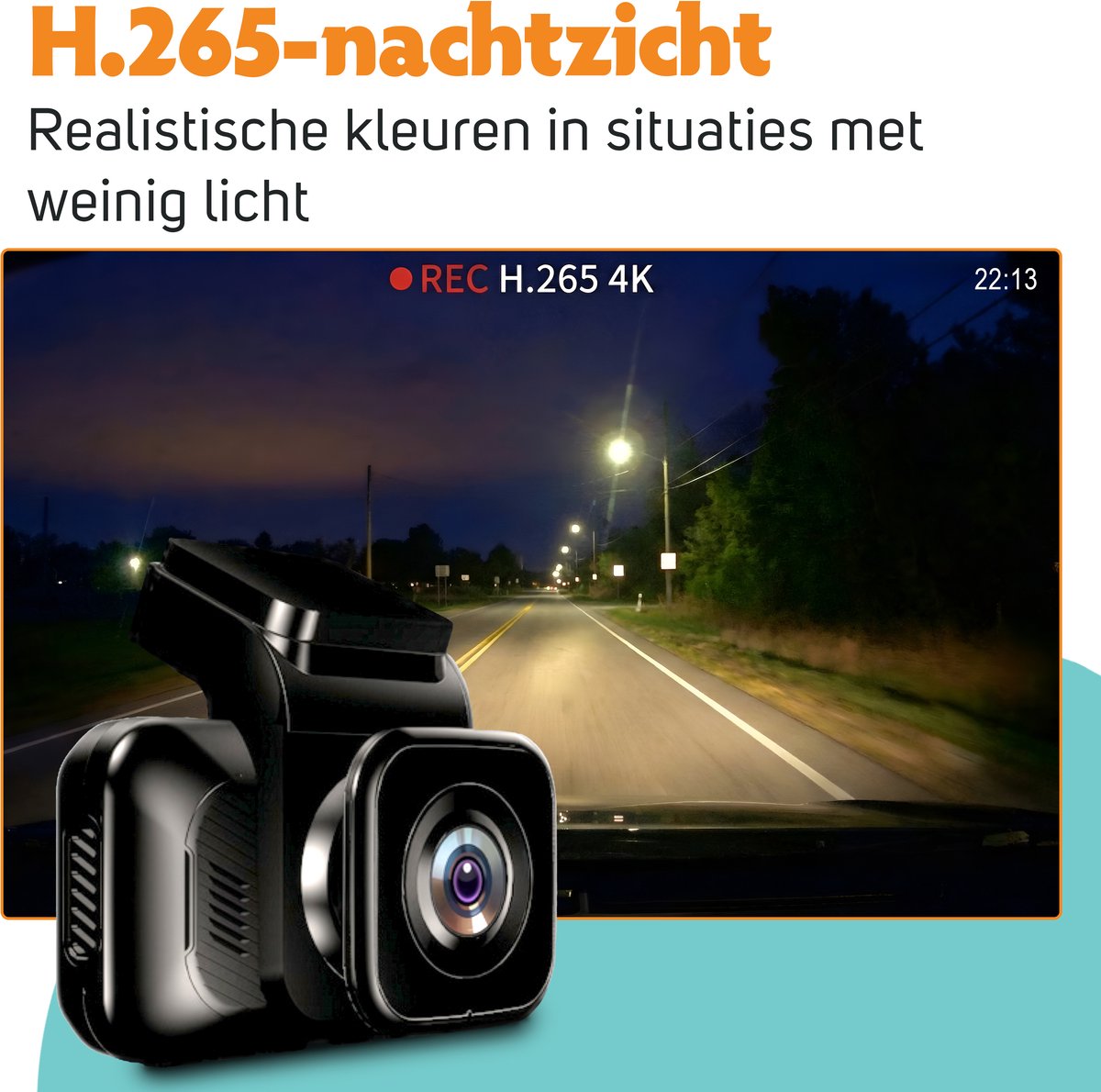 Pora&Co Dashcam 4K Ultra HD – 3 Inch LCD Scherm – Auto Camera met Nachtzicht & Loop Recording – foto 7