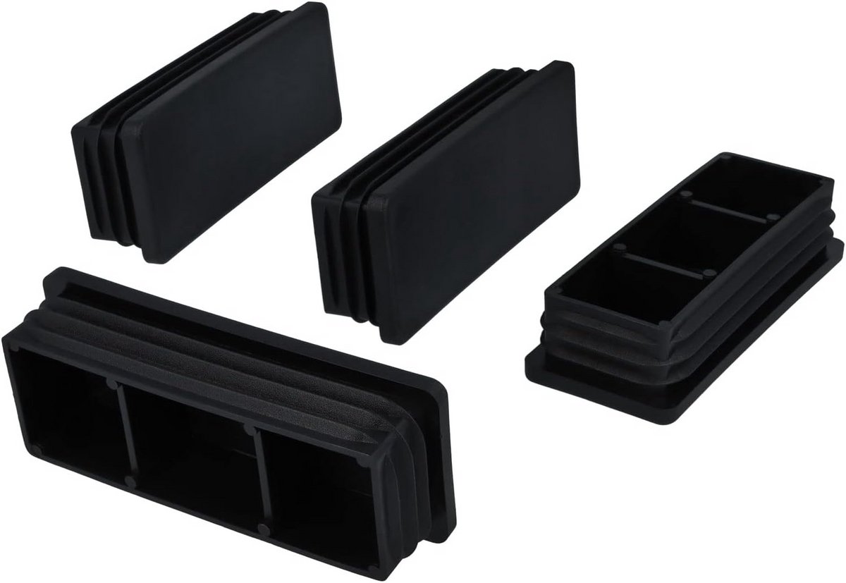 4x Rechthoekige Buisdoppen Zwart - Eindkappen voor Vierkante Buis & Stoelpoten (100x40 mm)