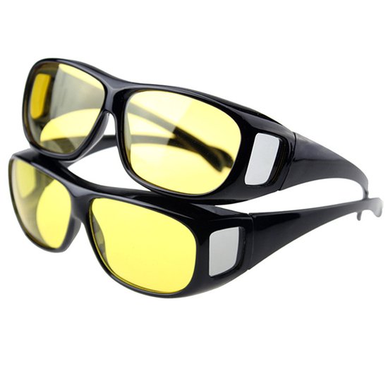 Fietsbril voor buiten - nachtzichtbril - bril met blauwlichtfilter - beschermt de ogen tegen blauw licht en voorkomt nachtblindheid - gele lenzen - geschikt voor gebruik in de auto, achter de computer, enz. - unisex - 2 paar