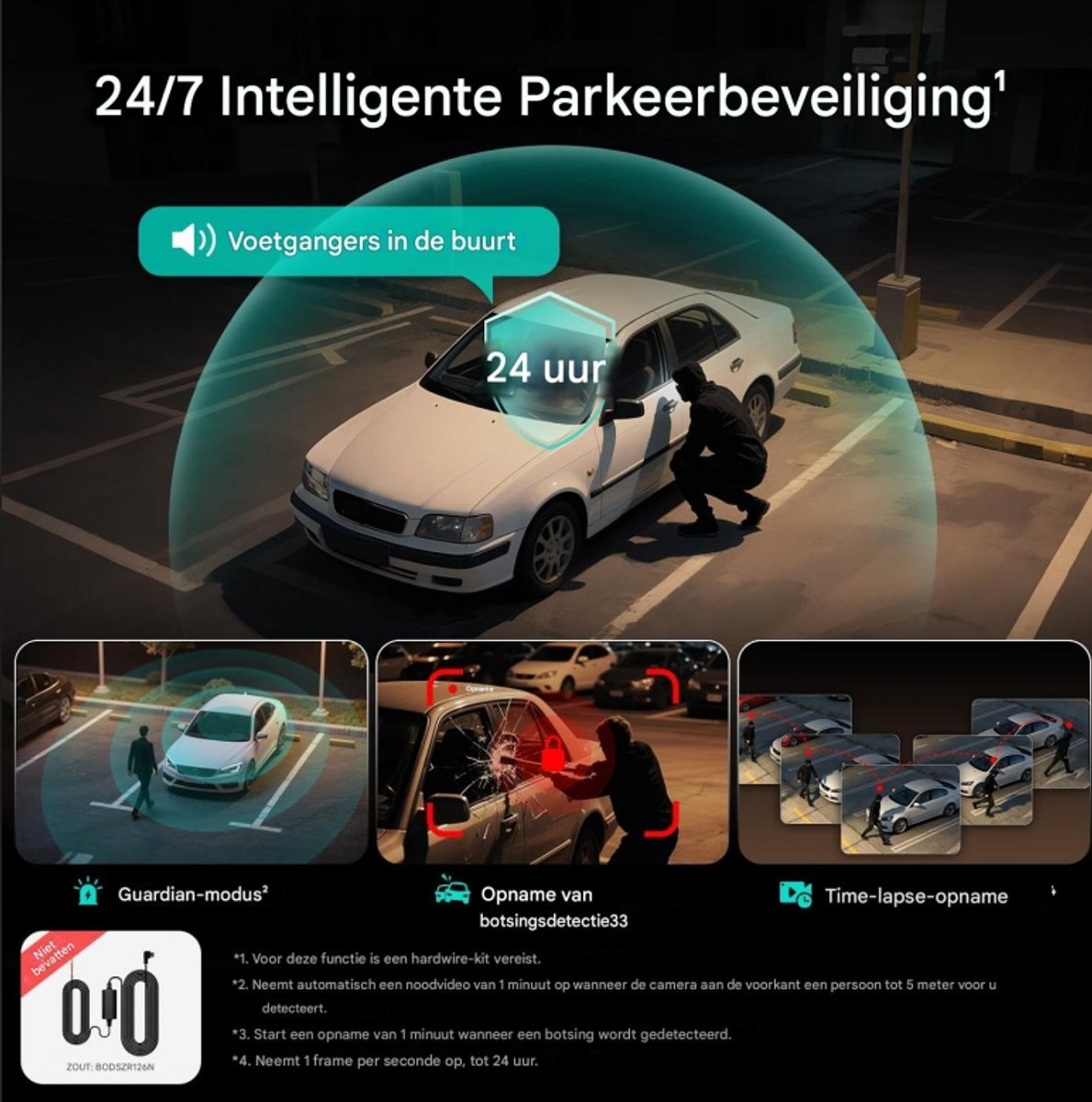 BOTSLAB 4-kanaals dashcam voor auto (voor- en achterkant), 4-kanaals 3K + 3 * 1080P, autodashcam met 128GB SD-kaart, GPS, 5GHz WiFi, 3.18" IPS-scherm, super nachtzicht, WDR, G-sensor, loopopname, parkeermonitor – foto 4