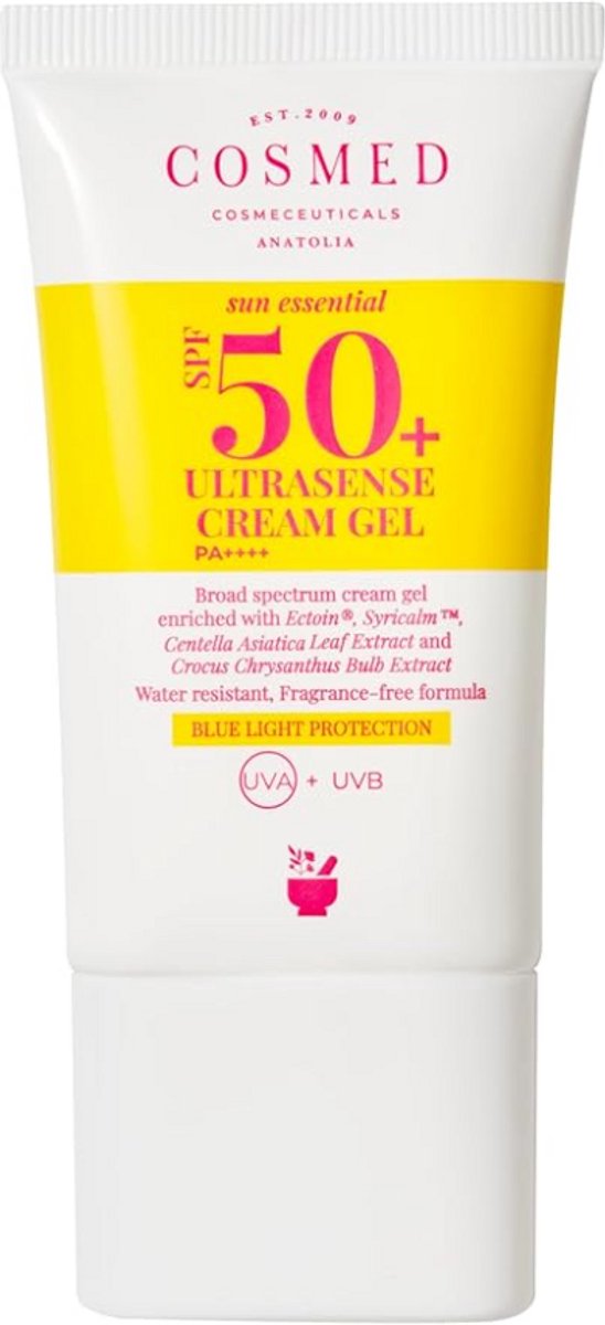 Cosmed Ultrasense Cream Gel SPF50 40 ml – Waterbestendige zonnebrandcrème voor gevoelige huid – Kalmerende vegan gelcrème met Ectoin, Niacinamide & Bisabolol – Reef-safe zonbescherming