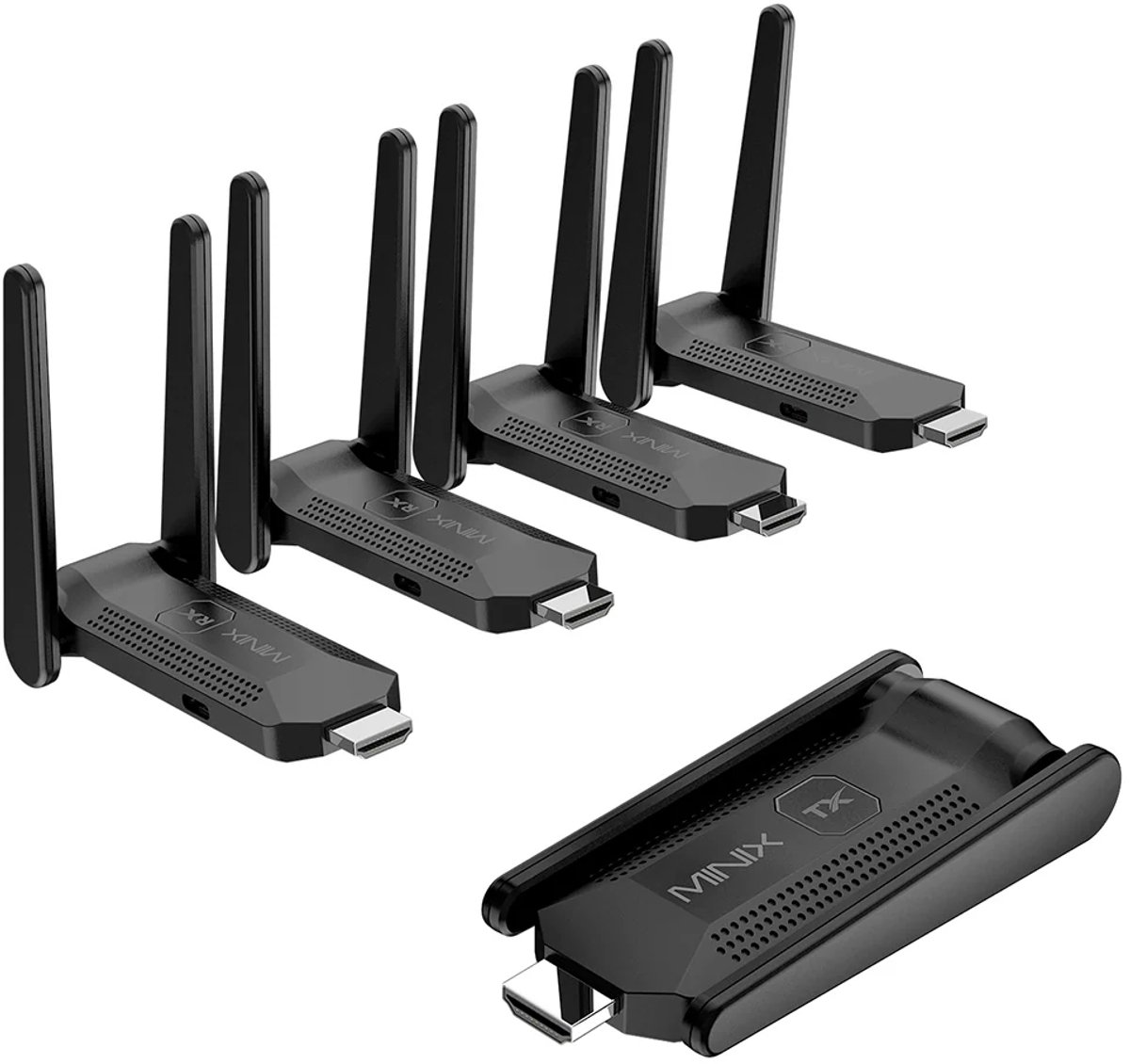 MINIX B14 1-to-4 WiFi Adapter - WiFi Dongle - WiFi Antenne - WiFi ontvanger - 1080P 60Hz - Bereik tot 50m/164ft - Zwart