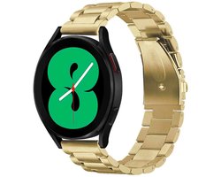 Stalen bandje - Universeel 20 mm aansluiting - Geschikt voor o.a. Samsung Galaxy Watch 7/6/5/4/FE/Active 2, Garmin Vivoactive 6/5/4/3, Forerunner 245/165/55, Venu Sq 2, Amazfit GTS/Bip, Huawei Watch GT 2/GT 3 42 mm, Polar Ignite/Pacer - Goud