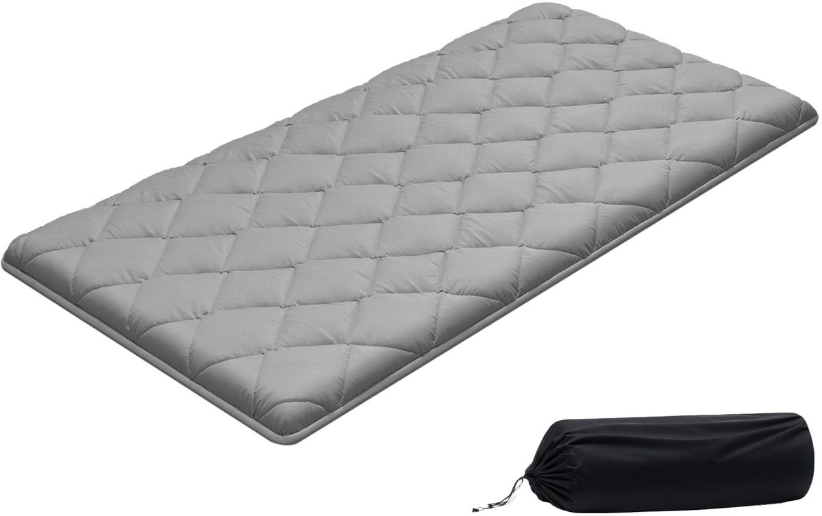 Vevor Japanse Tatami-mat, Opvouwbare Japanse Tatami-matras in Twin-formaat, Futonmatras met Opbergtas en Sluiting, 9-laags Vloermat voor Slapen, Slaapzaal, Meditatie, Yoga, 80 x 39 x 3.5 inch, Grijs