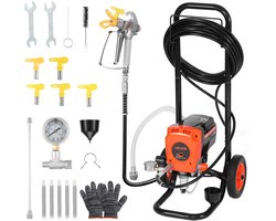 VEVOR Airless Verfspuit met Standaard, 900 W, 3300 psi, Verfspuitsysteem met Reinigingsborstel, Slang, Verlengstang en Sproeiers, Verfspuit voor Woningen en Gebouwen