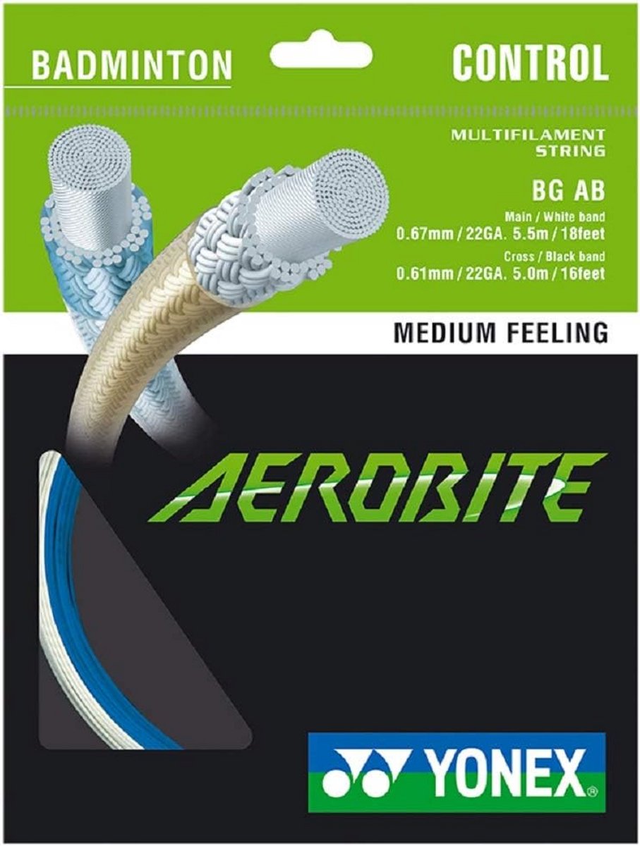 Hybride Badminton Snaar Wit/Blauw - Optimale Spin en Controle
