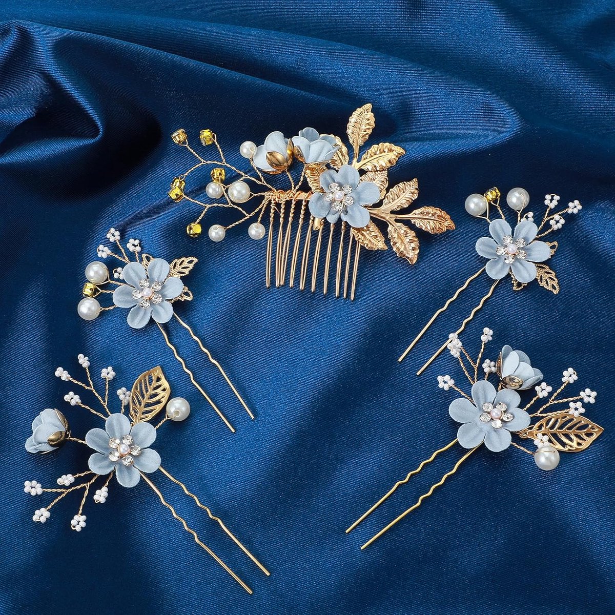 5 Stuks Bruid Haarspelden met Kristallen Parels - Haaraccessoires voor Bruiloft en Feest