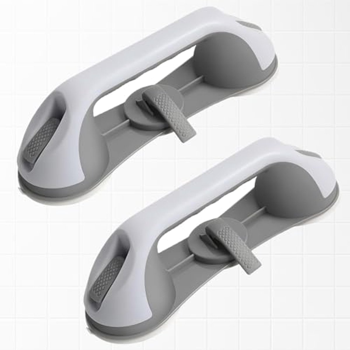 Set van 2 stevige zuignapgrepen: 3 sterke zuignappen, verwijderbare veiligheidsleuningen zonder boren voor senioren, ouderen en mensen met een beperking – Waterdichte douchegreep voor toilet, bad en douche