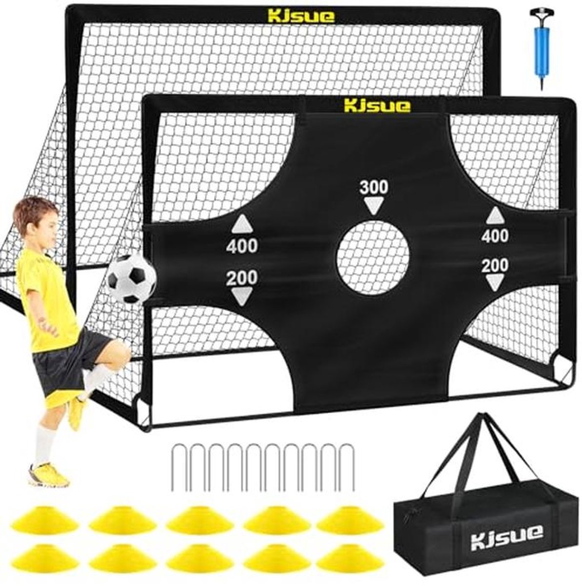 Draagbare Pop-up Voetbaldoelen voor Kinderen - 6x4 ft Set van 2 voor Achtertuin Training