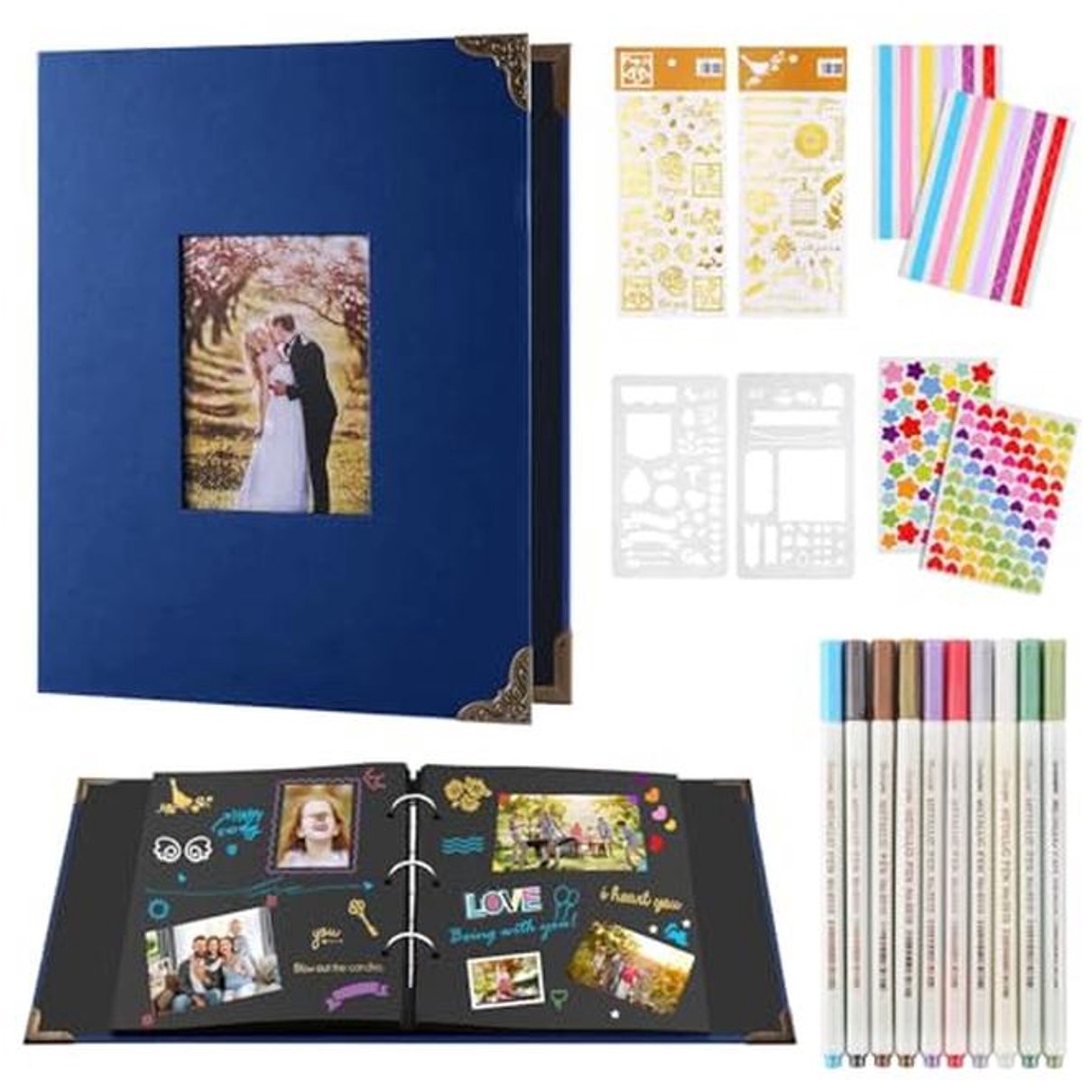 Creatief Fotoboek met Ringband - Gepersonaliseerd Scrapbook voor 160 Foto's