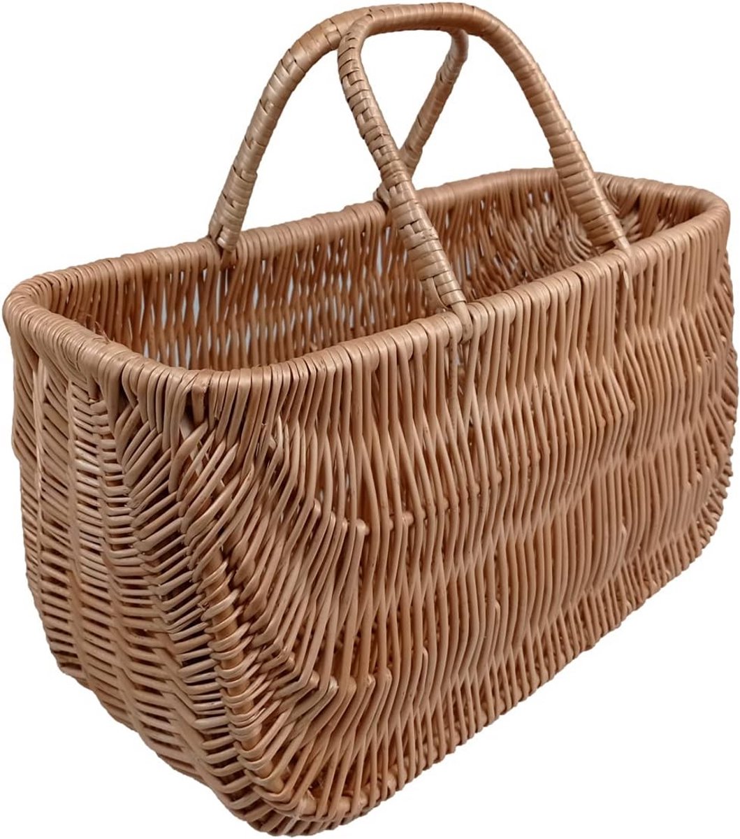 Trendy rieten handtas voor boodschappen en vrije tijd