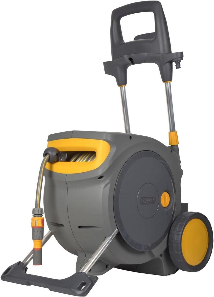 Mobiele Slanghaspel met Automatische Terugloop op Wielen - Tuinslang 35 Meter Inclusief Sproeikop