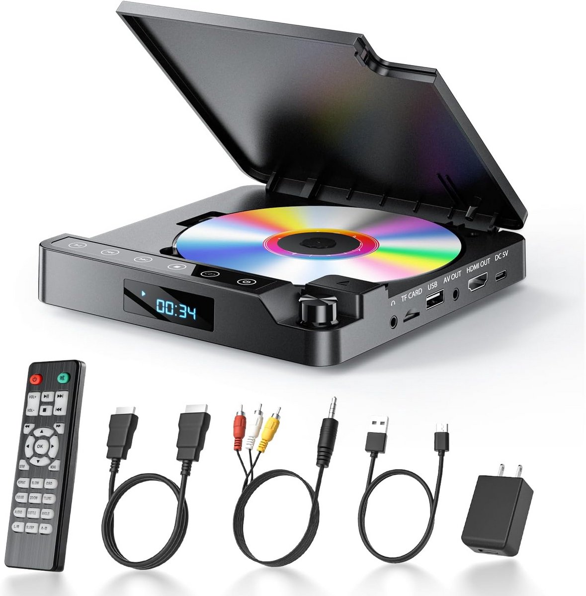 Draagbare DVD-speler met 1080P HDMI-ondersteuning voor TV - Regiovrij