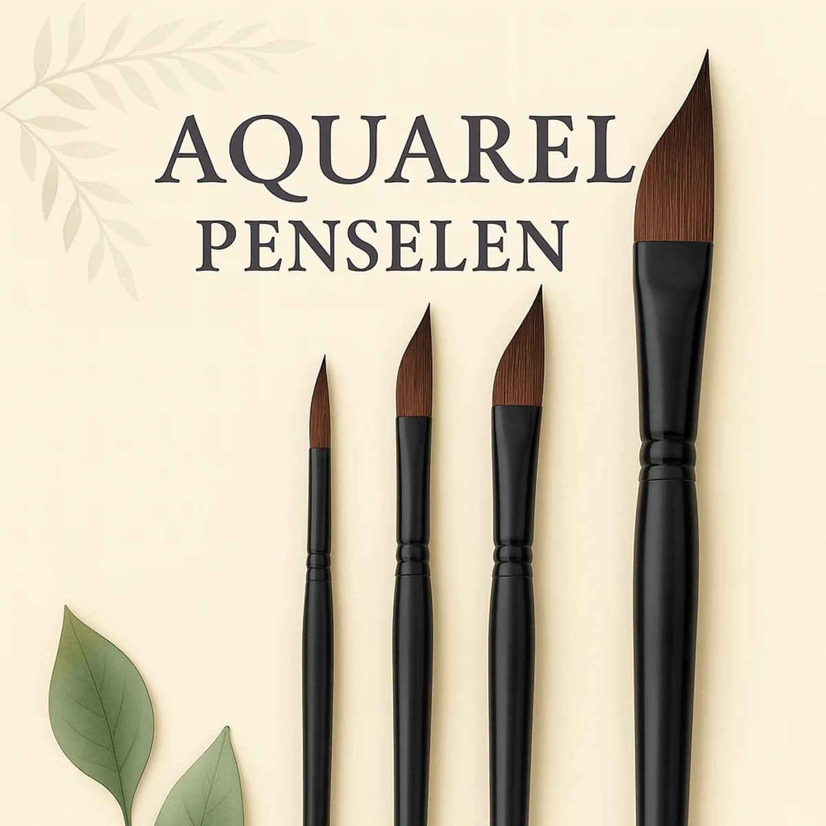 Aquarel penselen - korte steel - 4 stuk