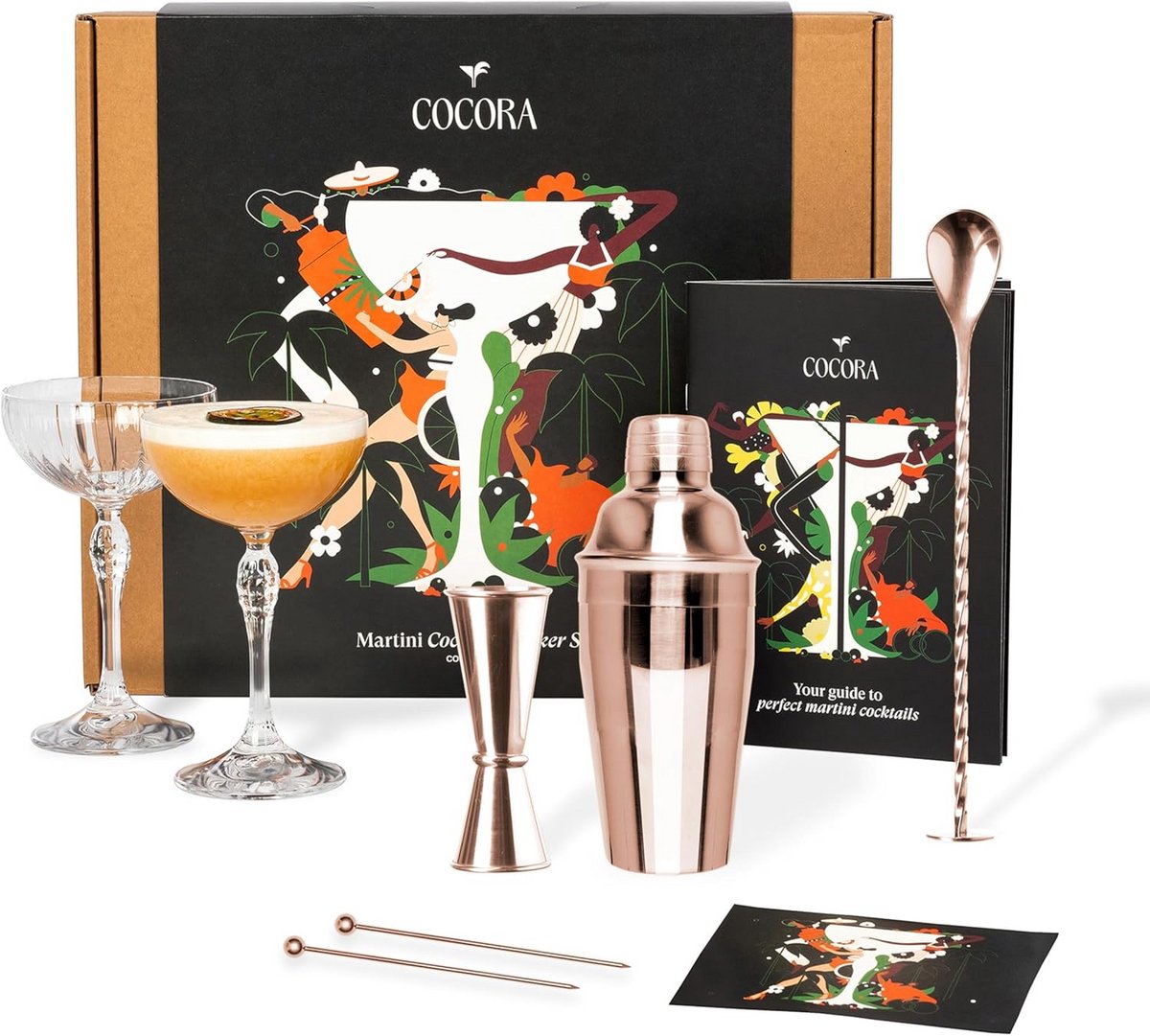 8-delig Cocktailset voor Martini - Luxe Roestvrij Stalen Cocktailshaker en Glazen