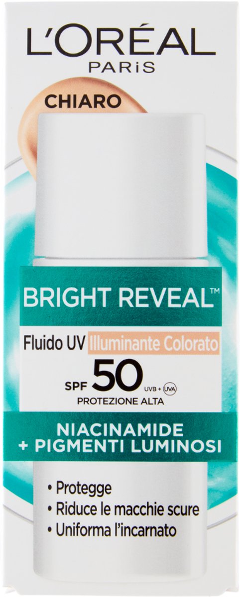 L'Oréal Paris Bright Reveal Fluido UV Illuminante Colorato SPF50 Chiaro 50 ml