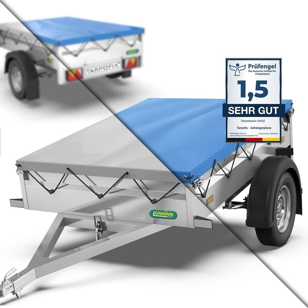 Afdekzeil voor Aanhangwagens Plat 217 x 117 cm - Versterkte Rand en Inclusief Dekzeiltouw