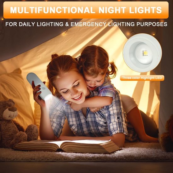 Dimbare LED Nachtlamp met Bewegingssensor en Oplaadbaar Design - 2 Stuks voor Veiligheid in Huis van Merkloos — afbeelding 4