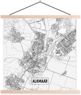 Plan de ville affiche textielposter Alkmaar lamelles vierges - Carte 40x40 cm - Tirage photo sur plaque scolaire (décoration murale salon / chambre)