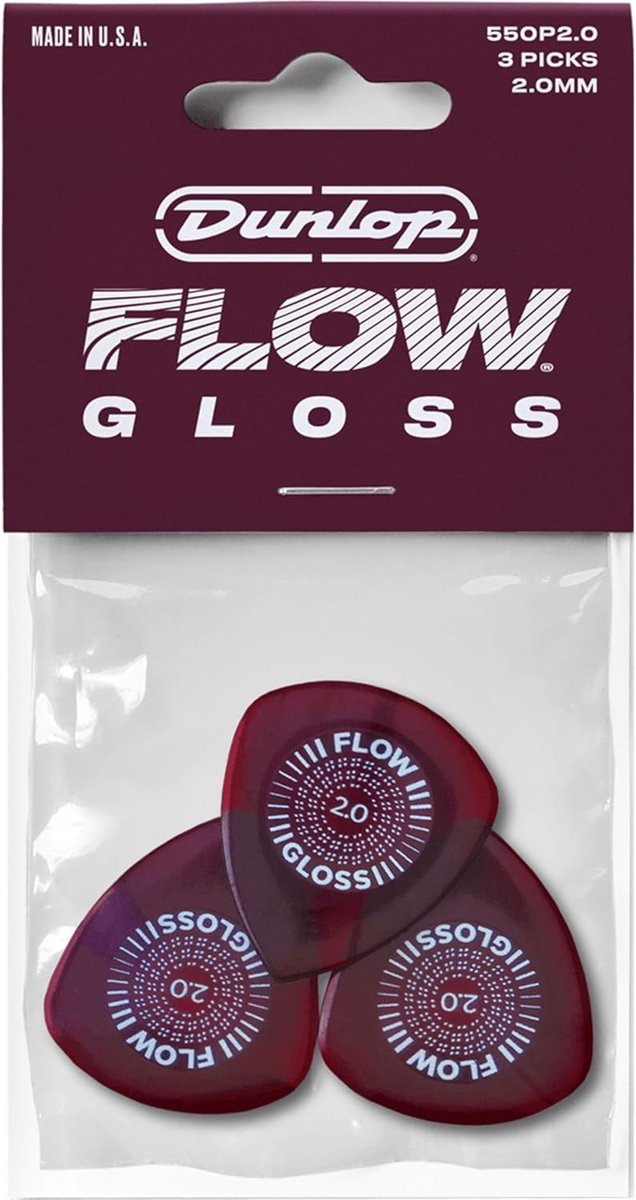 Plectrums 2 mm Flow Gloss - Spelerspakket van 3 stuks